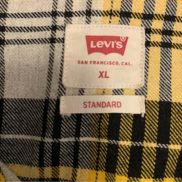 Levi's Snap Button Yellow & Black Plaid Flannel Shirt - XL (Men’s) - Picture 5 of 11